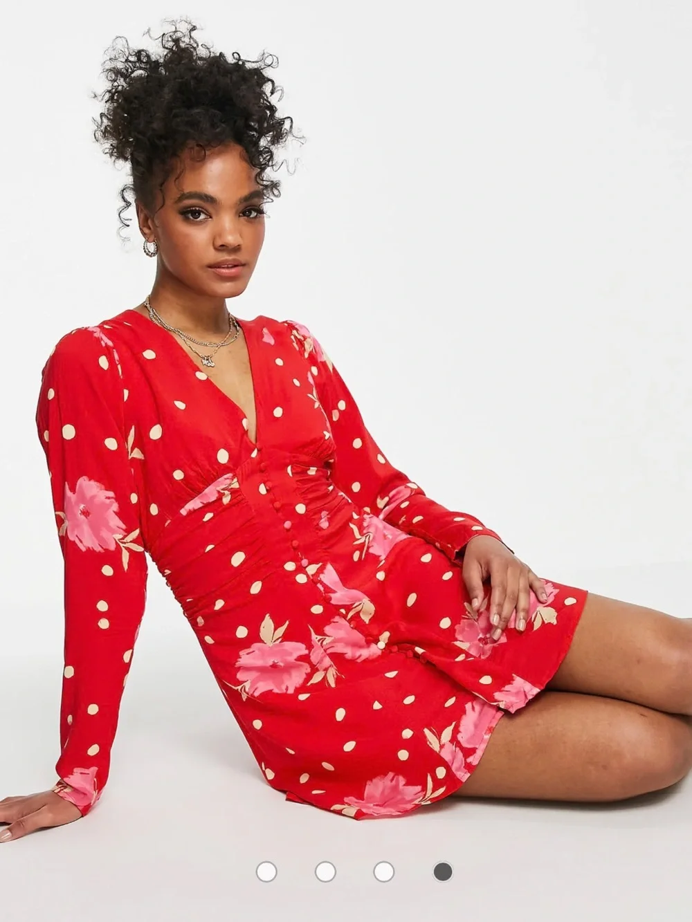 Free People Date Night Mini Dress In Floral Spot Print-red NWT